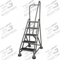 COTTERMAN Rolling Ladder: 3.8 ft Platform Ht, Partially Assembled, Steel, Wt-Actuated Auto-Lock (MPN ST-503 A2 C1 P5). Key specifications — Includes Handrails: Handrails Included; Material: Steel; Brand: COTTERMAN; Color: Gray.
