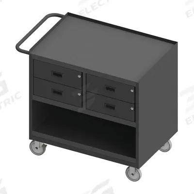 WESTWARD General Purpose Steel Mobile Workstation: 42 1/8 in x 24 1/4 in, Steel - Mobile Cabinet Benches with Open Storage & Drawers