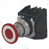 EATON Mushroom Head Push Button: 30 mm, Metallic, Mushroom Head Profile, 1NO/1NC (MPN 10250T853RD24). Key specifications — Manufacturer Part Number: 10250T853RD24; Product Type: Push Button Operators; Series: 10250T; Brand: EATON; AC Contact Rating: 10 A @ 600 V; Action: Maintained/Momentary; DC Contact Rating: 5 A @ 250 V; Operator Illumination: Illuminated.