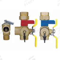 WEBSTONE Tankless Water Heater Service Valve: 3/4 in, Brass, 150 psi Max. Op Pressure, FIP x FIP (MPN 44443WPR). Key specifications — Brand: WEBSTONE; Handle Material: Steel; Includes: Hi-Flow Hose Drains.
