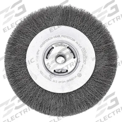 WEILER Wire Wheel Brush: Crimped Steel, 6 in Dia x 7/8 in Wd, 5/8 in to 1/2 in Arbor - Light-Cleaning Brushes for Carbon Steel