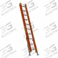 WERNER Extension Ladder: 24 ft Ladder Size, Fiberglass, 300 lb Load Capacity, 67 lb Wt, 2 Sections (MPN D6224-2VL). Key specifications — Color: Orange; Brand: WERNER; Included Features: Bubble Level; Removable Fly: Removable.