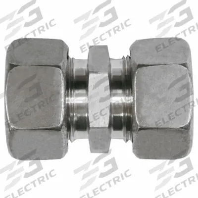 BRENNAN INDUSTRIES Compression Fitting Adapter: 6 mm OD x 6 mm OD size - Flareless Bite-Type Stainless Steel Compression Fittings