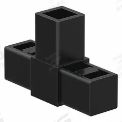 3-Way Tee Connector: 2 1/8 in x 3 1/4 in, Nylon, Unfinished, Black, 3-Way Tee (MPN 9230). Key specifications — Finish: Unfinished; Material: Nylon; Brand: 80/20; Product Type: 3-Way Tee Connector.
