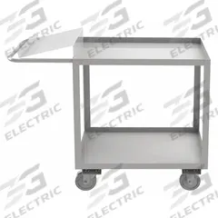 DURHAM MFG Utility Cart: 1,200 lb, 2 Shelves, 45 in L x 18 in W x 39 in H Overall Dim, Flat (MPN SOPC1618302ALU5PU). Key specifications — Caster Wheel/Tread Material: Polyurethane; Brand: DURHAM MFG; Caster/Wheel Configuration: (2) Swivel with Brake.