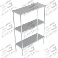 NEW AGE INDUSTRIAL Standard Shelving: 68 1/4 in x 18 in x 48 in, Solid Shelf, Mill Finish (MPN 31848SS6). Key specifications — Color: Silvery White/Gray; Brand: NEW AGE INDUSTRIAL.