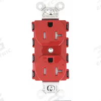 HUBBELL Receptacle: Duplex, 5-20, Red, 125V AC, 20 A, 2 Pole / 3 Wire (MPN SNAP5362RTRA)