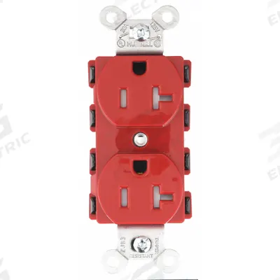 HUBBELL Receptacle: Duplex, 5-20, Red, 125V AC, 20 A, 2 Pole / 3 Wire (MPN SNAP5362RTRA) - General Purpose Receptacles