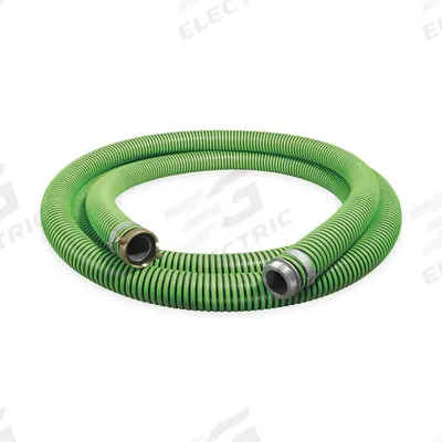 CONTINENTAL Suction and Discharge Hose: 1 1/4 in Hose Inside Dia., 50 psi, Black/Green - Thermoplastic Rubber Water Suction & Discharge Hose Assemblies with Polyethylene Helix Reinforcement
