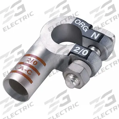 ECO-MAX Battery Terminal: Right Elbow, Crimp, 4/0 ga, Yellow Color, Negative - Right Elbow Alignment