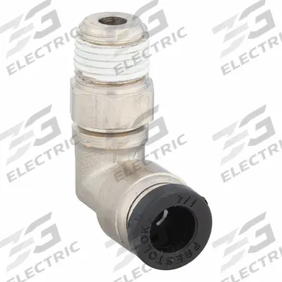 PARKER Push-Fit Elbow Fitting: 1/4 in OD x 1/8 in Pipe Size, Push-to-Connect x MNPTF - Nickel-Plated Brass Tube Fittings