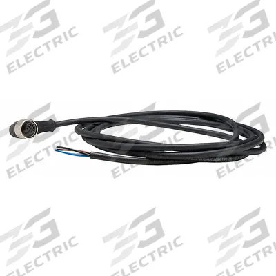 TELEMECANIQUE SENSORS Cordset: M12 Female Right Angle X Bare Wire, 4 Pins, Black, PUR, 2 m Cable Lg - Single-Ended Cordsets with PUR Jacket for Twisting Applications