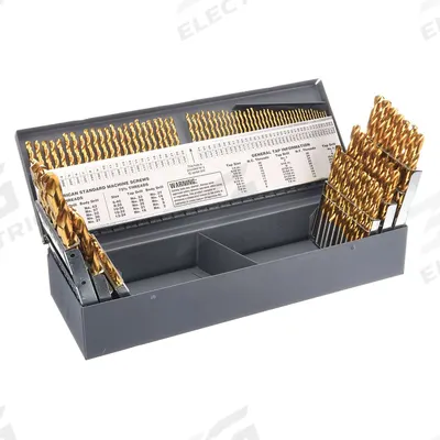 CHICAGO-LATROBE Jobber Length Drill Bit Set: 115 Pc, 1/16" to 1/2" by 64ths, #60 to #1 - NAS-Spec High-Speed Steel Jobber-Length Drill Bit Sets for Aerospace