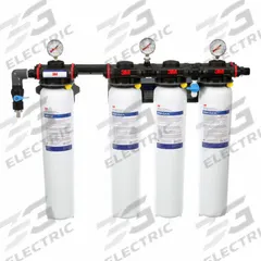 3M Water Filter System: 5 micron, 15 gpm, 225,000 gal, 11 in Overall Ht, 25 in Overall Dia (MPN HFP398-CLX-PL; 5639501). Key specifications — Connection Type: NPT; Filter Media: Activated Carbon; Reduces: Particulates; Brand: 3M.