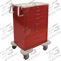 LAKESIDE General Medical Supply Cart with Drawers: Steel, (2) Swivel/(2) Swivel with Brake, Red, Red (MPN C-630-K-1R). Key specifications — Material: Steel; Drawer Color: Red; Brand: LAKESIDE; Caster/Wheel Configuration: (2) Swivel with Brake; Cabinet Color: Red.