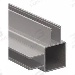 Double-Flanged Square Tube Profile: 1 in x 1 in, 4 ft Lg, 2 Open Slots, Aluminum, 5/16 in Slot Wd (MPN 13FT9030-48). Key specifications — Series: 13 Series; Product Type: Double-Flanged Tube Profile; Material: Aluminum; System of Measurement: Inch; Framing Type: Press-Fit; Manufacturer Part Number: 13FT9030-48; Brand: FAZTEK; Finish: Anodized.