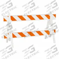 PLASTICADE Traffic Barricade: 28 in Overall Ht, 28 in x 28 in, Engineer, Barricade, Reflective, Sand (MPN 200-A6EG). Key specifications — Color: White; Includes: (2) Legs; Manufacturer Part Number: 200-A6EG; Brand: PLASTICADE; Accepts Light: Yes; Frame Material: HDPE; Style: A-Frame; Panel Material: Plastic.
