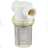 RON-VIK Inline Strainer: Nylon, 3/4 in, NPT, Mesh, 0.0117 in Screen Size, 100 psi Max. Op Pressure (MPN 5733390). Key specifications — Screen Material: 304 Stainless Steel; Bowl Color: Clear; Material: Nylon; Brand: RON-VIK; Seal Material: Fluoroelastomer; Color: White.