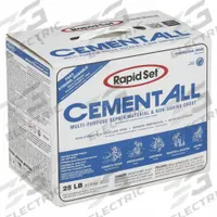 RAPID SET Concrete Repair Compound: Rapid Set, Cement, 25 lb Container Size, Box, Gray (MPN GRA-RSCA-25). Key specifications — Color: Gray; Series: Rapid Set; Brand: RAPID SET; Compatible Materials: Concrete & Masonry; VOC Content Range: No VOC.