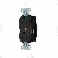 HUBBELL Receptacle: Hospital Grade, Duplex, 5-15R, Black, 125V AC, 15 A, 2 Pole / 3 Wire (MPN 8200STBK)