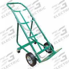APPROVED VENDOR Cylinder Hand Truck: 800 lb, Single, 1 Cylinder, 14 in W x 7 in D Nose Plate (MPN 19G945). Key specifications — attr1343829: APPROVED VENDOR; attr1343789: Green; attr1343794: Chain.