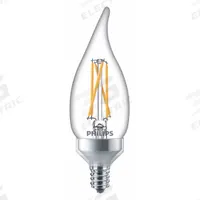 PHILIPS Compact LED Bulb: Candelabra Screw (E12), LED, (BA) Bullet Angled, BA11, 3.3 W Watt, 2700K (MPN 3.3BA11/PER/927-922/CL/G/E12/WGX 1FB T20). Key specifications — Bulb Shape: BA11; Voltage: 120V AC; Bulb Finish: Clear; Color Temperature: 2700K; Brand: PHILIPS.