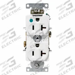 LEVITON Plugs and Receptacles: Hospital Grade, Duplex, 5-20R, White, 125V AC, 20 A, 2 Pole / 3 Wire (MPN C8300-W)