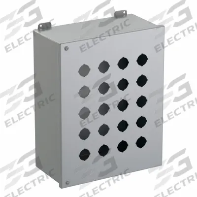 HAMMOND Push Button Enclosure: 30mm, 20 Holes, Carbon Steel - Enclosures for 30mm Operators
