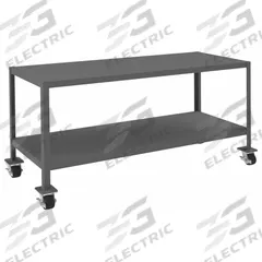 DURHAM MFG Work Table: Fixed Ht, Steel, 60 in x 24 in, 2,000 lb Overall Load Capacity (MPN MTM246030-2K295). Key specifications — Unit Type: Not Expandable or Modular; Assembly: Fully Assembled; Wheel Material: Phenolic; Frame Material Finish: Powder Coated; Mobility: Casters; Height Adjustability: Fixed Height; Caster Type: (4) Swivel Locking; Frame Construction: Welded Only.