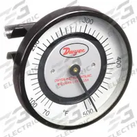 DWYER Clip Pipe Mount Dial Thermometer: 70°F to 500°F, +/- 2% Accuracy, 2 in Dial Dia (MPN STC371). Key specifications — Accuracy: +/- 2%; Brand: DWYER.