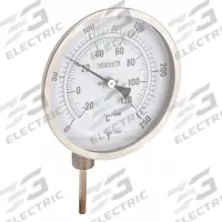 APPROVED VENDOR Dial Thermometer: 0°F to 250°F /-20°C to 120°C, 2.5 in Stem Lg, 5 in Dial Dia (MPN 1NGD1). Key specifications — Accuracy: ±1 % @ 41 to 200 °F, ±1.5 % Otherwise; Brand: APPROVED VENDOR.
