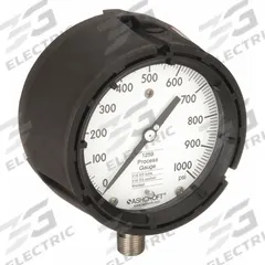 ASHCROFT Process Pressure Gauge: 0 psi to 1,000 psi, White, 4 1/2 in Dial, 1/2 in NPT Male, Bottom (MPN 451259SD04L1000#). Key specifications — Brand: ASHCROFT; Pointer Color: Black; Accuracy: ±0.5%; Dial Color: White; Gauge Wetted Parts: Stainless Steel; Case Material: PBT; Vibration Resistance Properties: None; Pressure Range: 0 psi to 1,000 psi.
