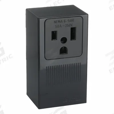 LEVITON Receptacle: Single, 6-50, Black, 250V AC, 50 A, 2 Pole / 3 Wire (MPN 5378-P00) - General Purpose Receptacles