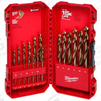 MILWAUKEE Jobber Length Drill Bit Set: 19 Pc, 1 mm to 10 mm by 0.5 mm, 135° Point, TiN-Coated Cobalt (MPN 48-89-2530). Key specifications — attr1236168: PACKOUT™ Case.
