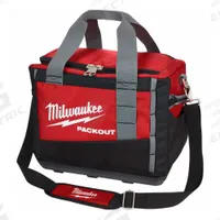 MILWAUKEE PACKOUT Tool Bag: 15 in W x 15 in D x 12 3/16 in H, Nylon, Red, 1 Inside Pockets (MPN 48-22-8321). Key specifications — attr1120376: MILWAUKEE; attr1120463: Nylon; attr1120464: Red; attr1120343: Removable Shoulder Strap.