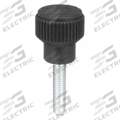 KIPP Hand Knob: Knurled, Plastic w/ Steel Thread, #10-32 Thread, 20 mm Thread Lg - Knurled Knobs with Threaded Stud
