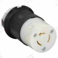 HUBBELL Locking Connector: Non-NEMA, Black/White, 125/250V AC, 20 A Current Rating, 3 Poles, 3 Wires (MPN HBL7314C). Key specifications — Brand: HUBBELL.