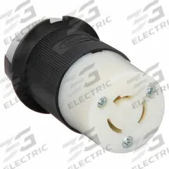 HUBBELL Locking Connector: Non-NEMA, Black/White, 125/250V AC, 20 A Current Rating, 3 Poles, 3 Wires (MPN HBL7314C). Key specifications — Brand: HUBBELL.