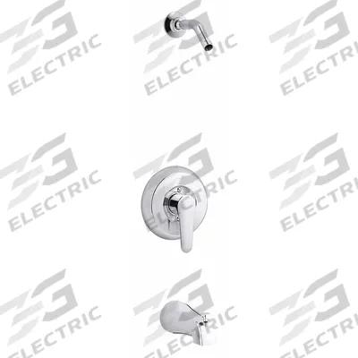 KOHLER Tub and Shower Trim Kit: July, Chrome, Pull Up Diverter Spout, 1/2 in Connection Size - Bathtub Spout & Fixed Shower Arm Combinations