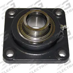 TIMKEN 4 Bolt Flange Bearing: Radial Ball, 1 3/8 in Bore, Cast Iron, Set Screws, 4 5/8 in Lg, Square (MPN YCJ1-3/8 SGT). Key specifications — Bore Type: Cylindrical; Brand: TIMKEN; Lubricant Material: NLGI #2 Equivalent; Mounting Bolt Size: 7/16 in; System of Measurement: Inch.