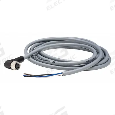 TELEMECANIQUE SENSORS Cordset: M8 Female Right Angle X Bare Wire, 4 Pins, Gray, PVC, 2 m Cable Lg - Single-Ended Cordsets with PVC Jacket for Flexing Applications