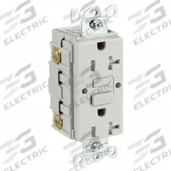 HUBBELL GFCI Receptacle: Duplex, 5-20, Gray, GFCI, 125V AC, 20 A, 2 Pole / 3 Wire (MPN GFRTR20GRY)