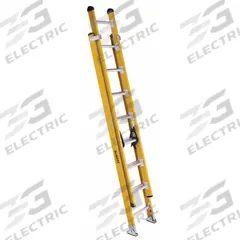 DEWALT Extension Ladder: 16 ft Ladder Size, Fiberglass, 375 lb Load Capacity, 43 lb Wt, 2 Sections (MPN DXL3420-16PG). Key specifications — Color: Yellow; Brand: DEWALT; Included Features: Mar-Resistant End Caps; Removable Fly: Fixed.