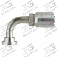 PARKER Hydraulic Crimp Fitting: Steel x Steel, 90° Elbow, -20 For Hose Dash Size, Male x Genderless (MPN 11977-20-20). Key specifications — Fitting Gender: Male x Genderless; Fitting Connection Type: Flange x Crimp; Thread Size: 0.511"-27; For Hose Dash Size: -20; Brand: PARKER.