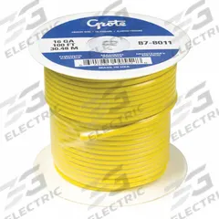GROTE Automotive Cable: GXL, 100 ft, 1 Conductor, 12 AWG, Yellow, 60 V Volt (MPN 87-6211). Key specifications — Brand: GROTE.