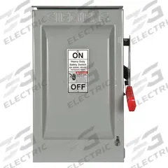 SIEMENS Safety Switch: Non-Fusible, 60 A, Single Phase, 600V AC, Galvanized Steel, Indoor/Outdoor (MPN HNF262R). Key specifications — attr867131: SIEMENS.