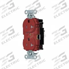 HUBBELL Receptacle: Duplex, 5-20, Red, 125V AC, 20 A, 2 Pole / 3 Wire (MPN BR20STRTR)