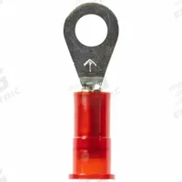 3M Ring Terminal: Red, Nylon Insulation, #8 Stud Size, 22 AWG to 18 AWG Wire Sizes, 1,000 V (MPN MNG18-8R/LK). Key specifications — attr1308027: 3M.