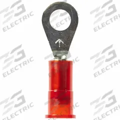 3M Ring Terminal: Red, Nylon Insulation, #8 Stud Size, 22 AWG to 18 AWG Wire Sizes, 1,000 V (MPN MNG18-8R/LK). Key specifications — attr1308027: 3M.