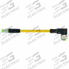 MURRELEKTRONIK Cordset: M8 Male Straight X M12 Female Straight, PVC, Yellow, 3 m Cable Lg (MPN 7000-88241-0100300). Key specifications — Cable Jacket Color: Yellow; IP Rating: IP67; Wire Size: 24 AWG; Brand: MURRELEKTRONIK.